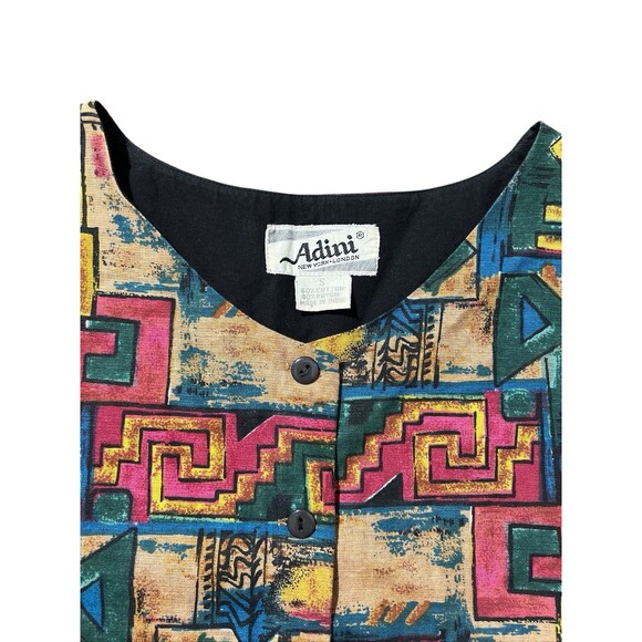 Adini Abstract Geometric Vest Multicolor Boho Sz S - Picture 2 of 8